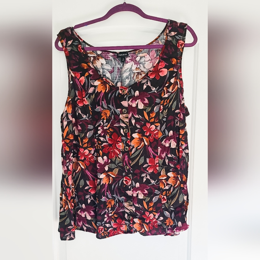 TORRID Floral Button Down Tank Top